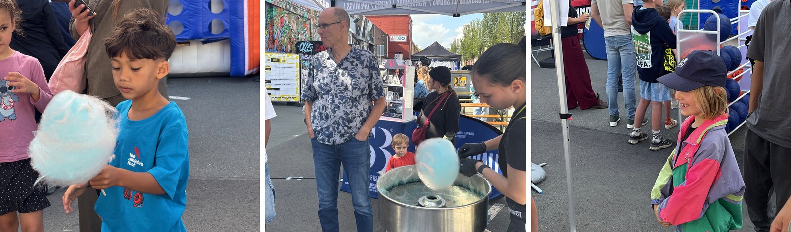 Kinderen met een suikerspin en lachende bezoekers op de Rotterdam Street Culture Week